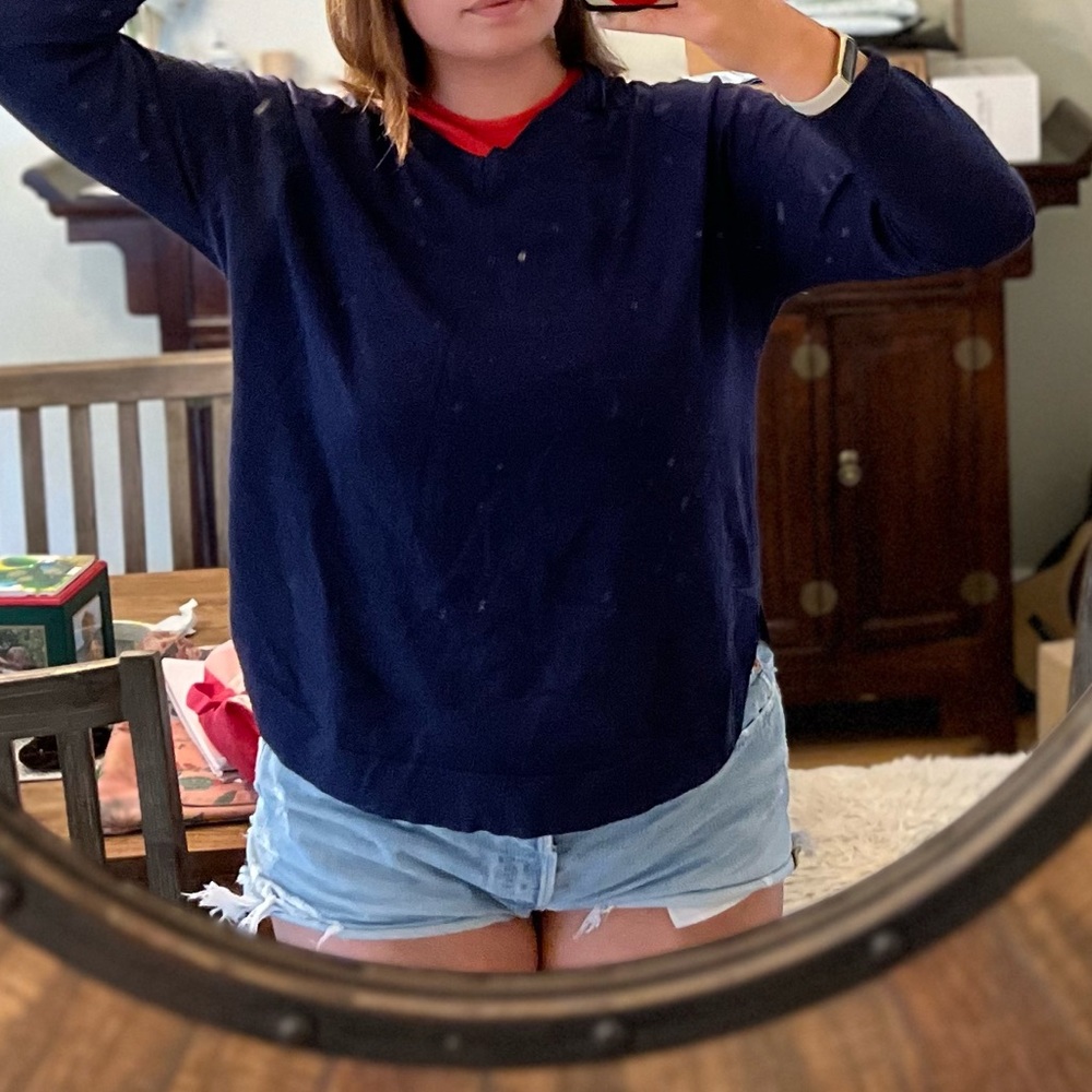 NAVY V NECK SUMMER SWEATER